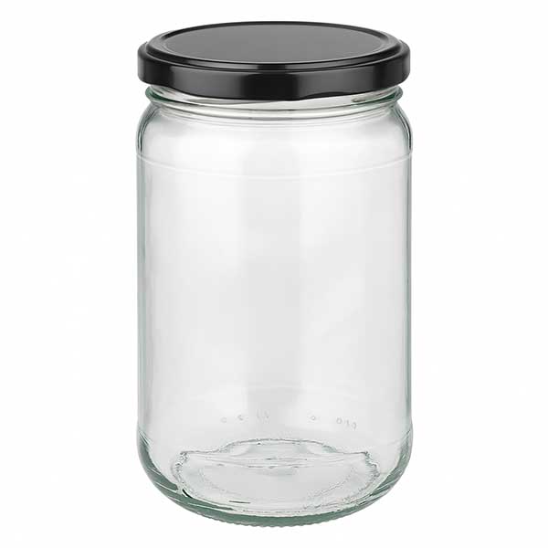 Barattolo rotondo da 305 ml con coperchio BasicSeal nero UNiTWIST