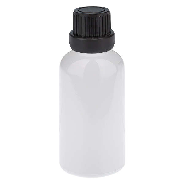 Flacone da 30 ml con tappo a vite nero da 11 mm, chiusura di sicurezza WhiteLine UT18/30 Flacone da 30 ml con tappo a vite nero da 11 mm, chiusura di sicurezza WhiteLine UT18/30