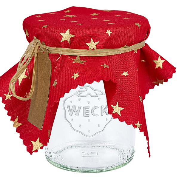 Centrino per gioielli in tessuto rosso "Stelle" 15cm quadrato