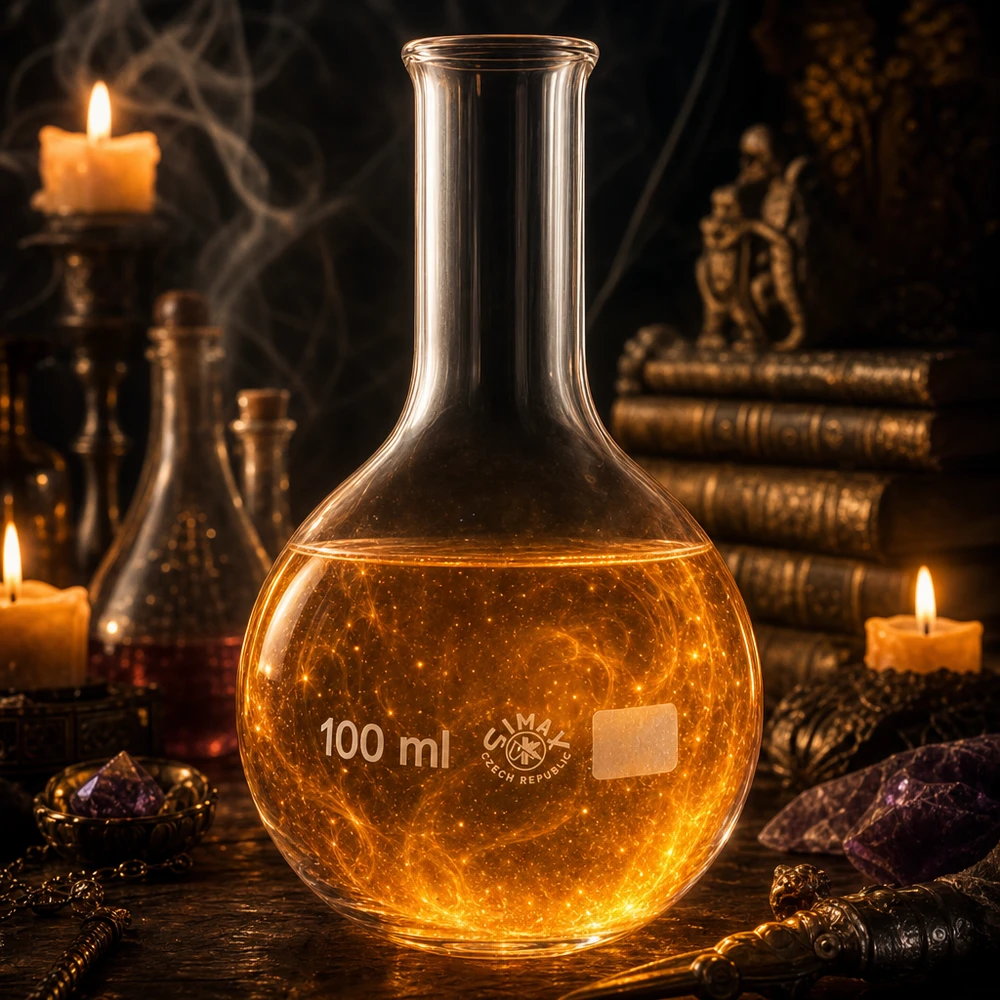 Matraccio di precisione da 100 ml con scala graduata e beccuccio stretto per misurazioni esatte