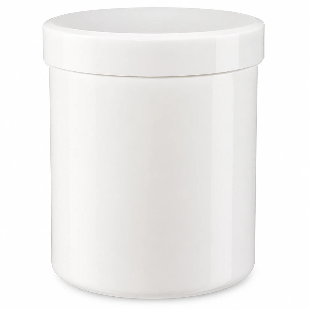 Vasetto per unguenti 75g bianco con coperchio a vite bianco (PP) Vaso cilindrico per pomate da 75 grammi, bianco, con coperchio a vite in robusto polipropilene