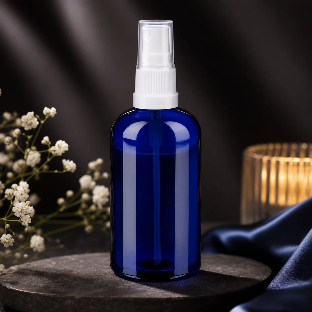 Flacone spray da 100 ml bianco/trasparente STD BlueLine UT18/100 Flacone spray di alta qualità da 100 ml con nebulizzatore bianco per una distribuzione uniforme dei liquidi