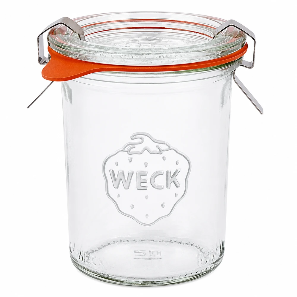 WECK 160ml RR60 vaso da muratore con coperchio in vetro, anello in gomma e fascette per conservare e inscatolare