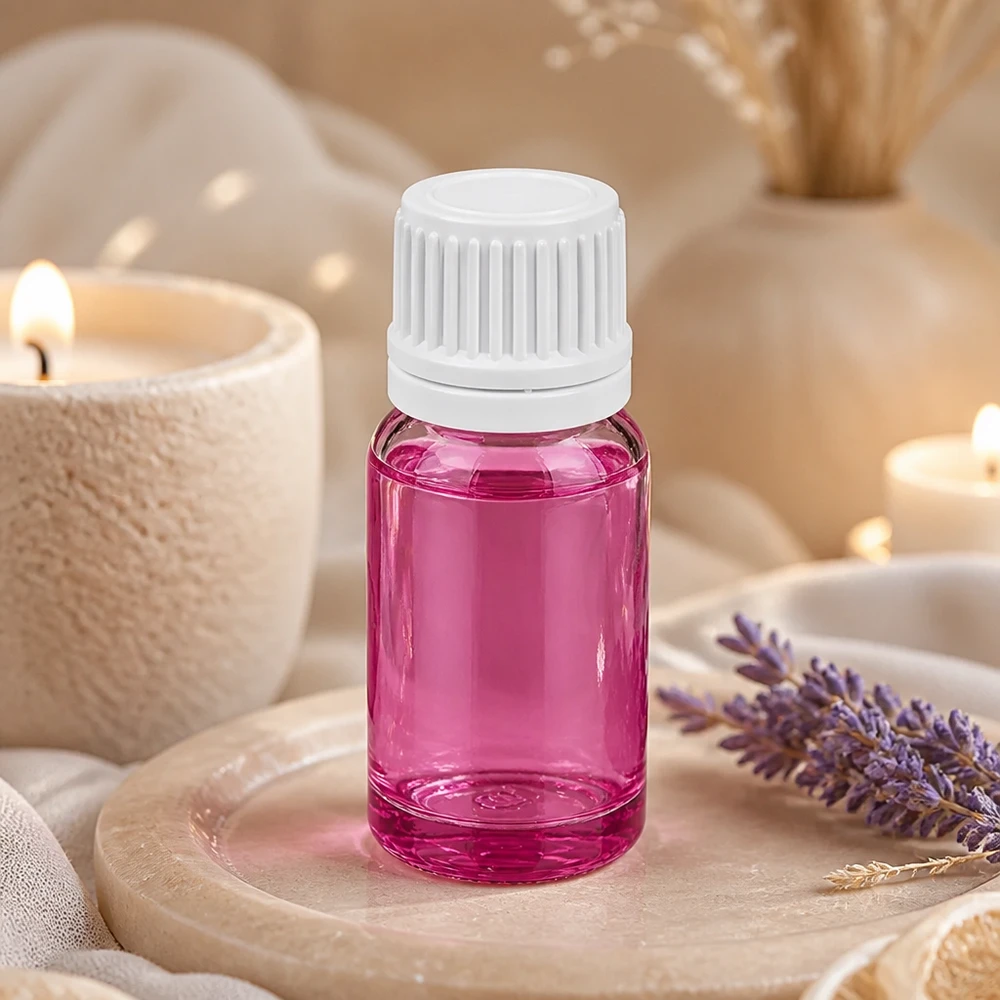 Bottiglia da 10ml tappo a vite 11mm bianco Originalità tappo a vite PurpleLine UT18/10 Elegante flacone da 10 ml in vetro viola con design bianco, perfetto per le applicazioni spa e benessere
