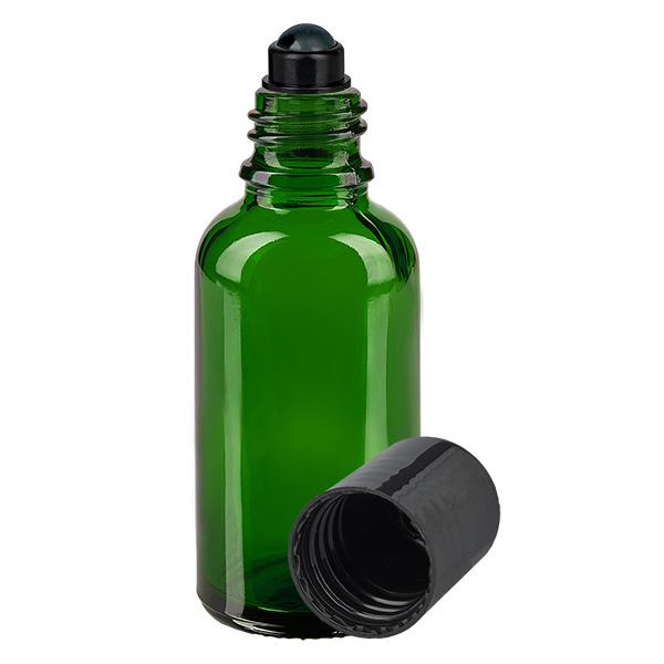 Flacone roll-on verde 30ml STD nero ApoGlas