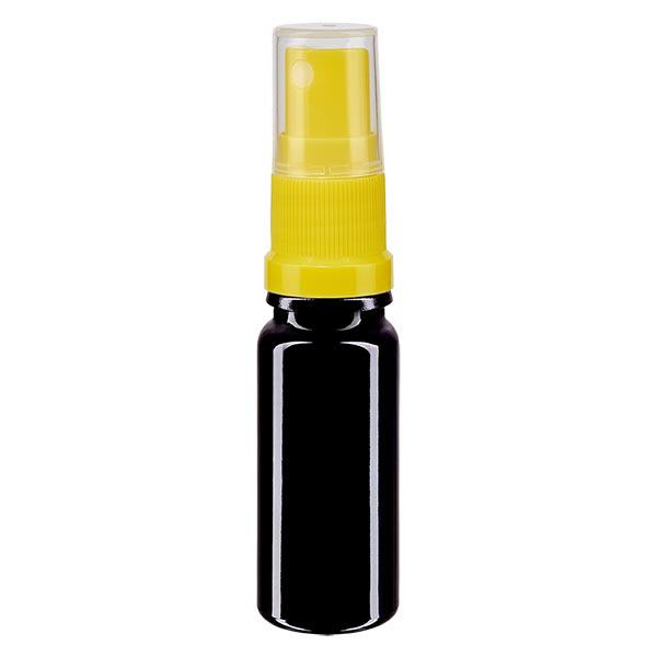 Bottiglia da farmacia viola 10ml con attacco spray giallo Bottiglia da farmacia viola 10ml con attacco spray giallo