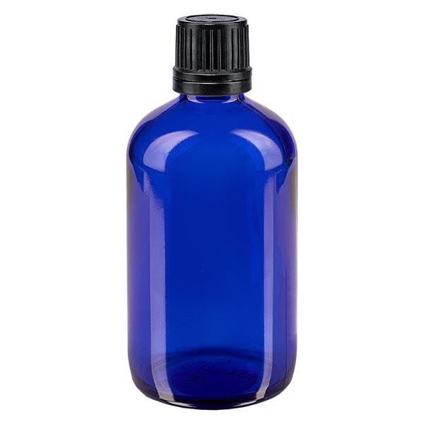 Flacone contagocce blu da 100ml OV nero/1mm ApoGlas