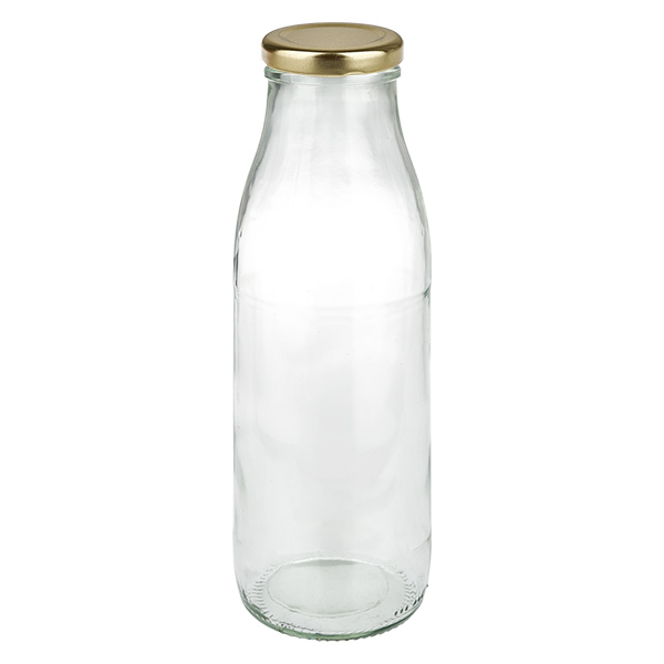 Bottiglia di vetro da 500 ml + coperchio BasicSeal oro UN..