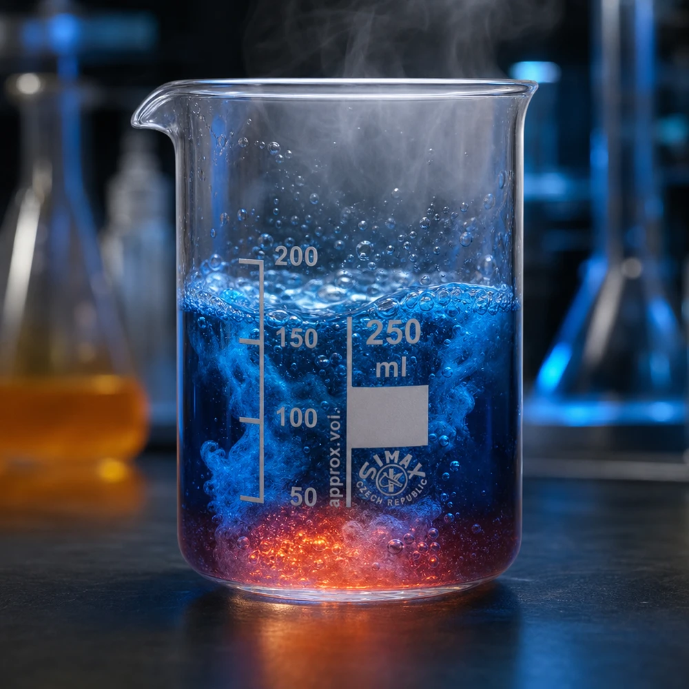 Bicchiere 250ml in vetro borosilicato, forma bassa Bicchiere in vetro borosilicato da 250 ml resistente al calore per esperimenti con soluzioni di reazione colorate
