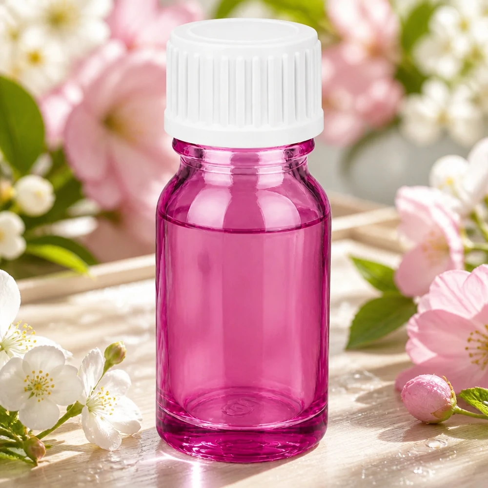 Flacone da 10 ml (globulo). Anello di versamento da 3 mm bianco standard PurpleLine. UT18/10 Flacone decorativo in vetro da 10 ml, di colore viola lucido, perfetto per regali e presentazioni.