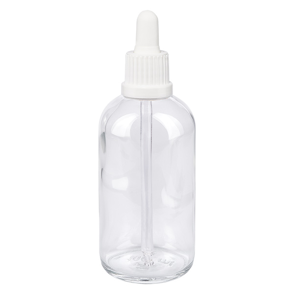 Flacone per pipette da 100 ml bianco OV ClearLine UT18/100 Flacone con pipetta ClearLine da 100 ml in vetro trasparente con beccuccio bianco