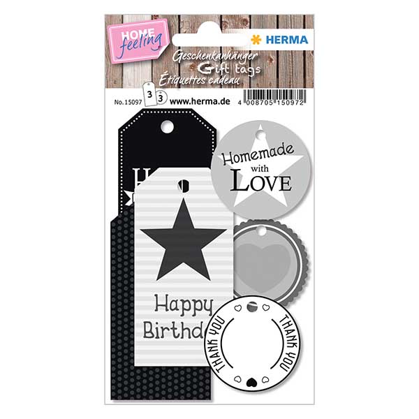 Cartellini regalo "Bianco e nero" (6 pezzi)