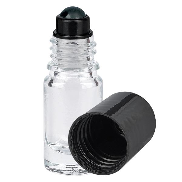 Flacone roll-on trasparente da 5ml STD nero ApoGlas Flacone roll-on trasparente da 5ml STD nero ApoGlas