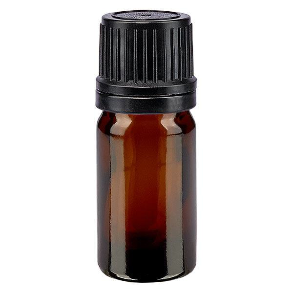 Flacone contagocce marrone 5ml OV nero/1mm ApoGlas Flacone contagocce marrone 5ml OV nero/1mm ApoGlas