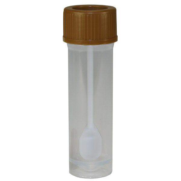 Contenitore per campioni con cucchiaio integrato (tubo per feci)