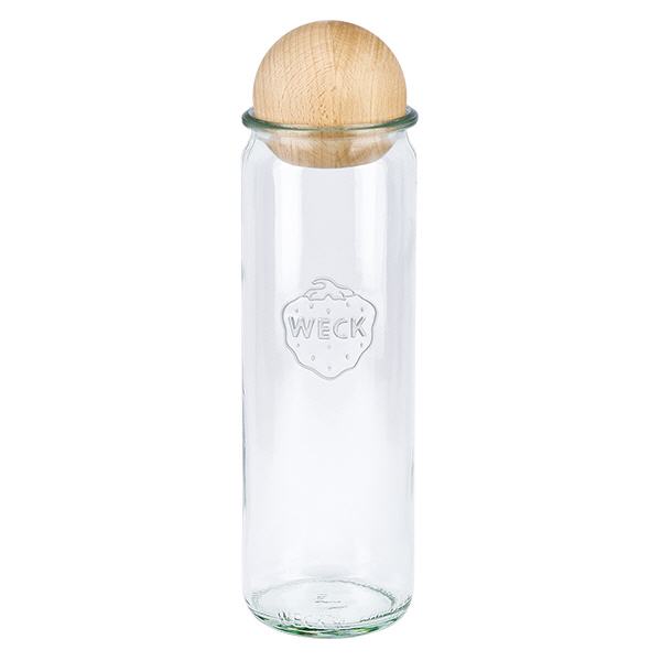 Barattolo cilindrico da 600 ml WECK RR60 con sfera in legno di faggio