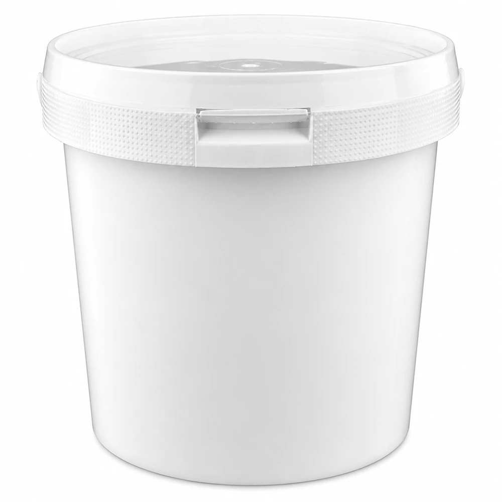 Secchio in plastica PP bianco da 2,5 litri con coperchio Piccolo secchio bianco da 2,5 L in plastica PP con coperchio, per la conservazione e il trasporto