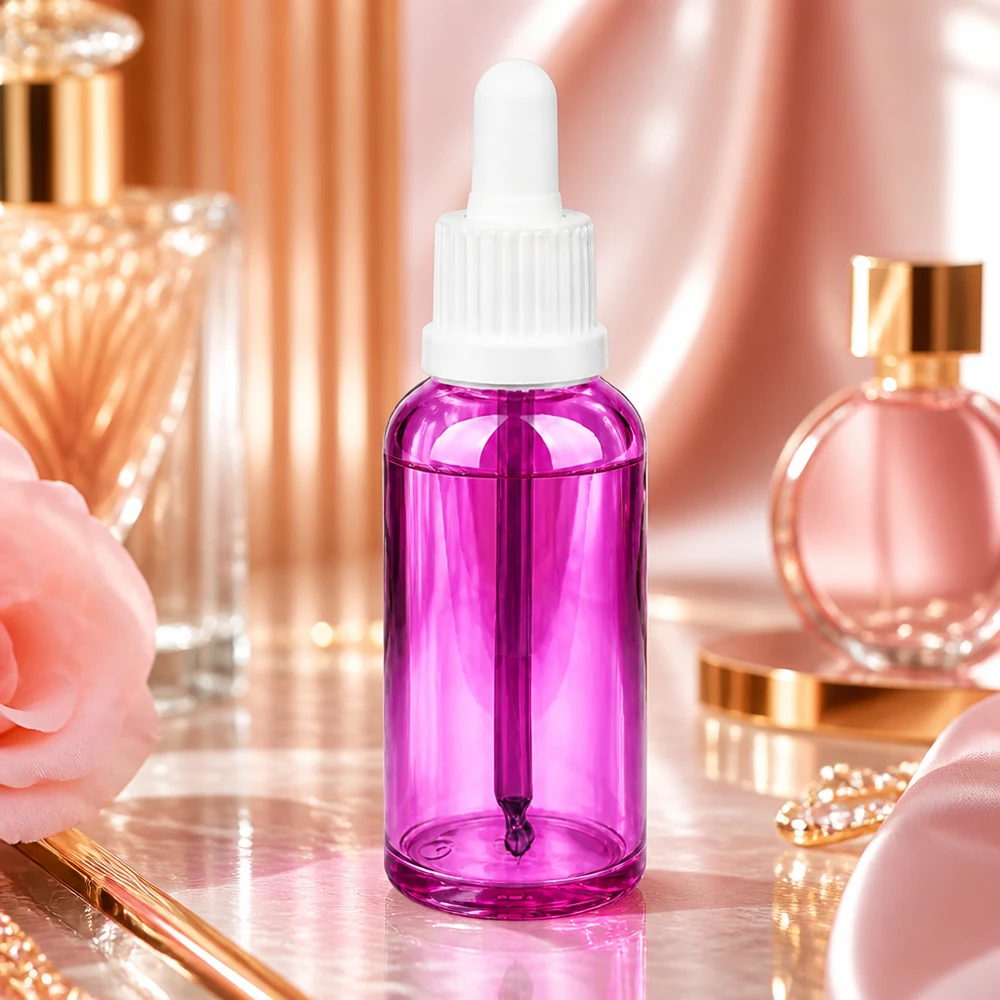 Bottiglia da 50ml con tappo a vite bianco Originality PurpleLine UT18/50 Flacone dosatore viola da 50 ml con contagocce bianco igienico per un'applicazione pulita