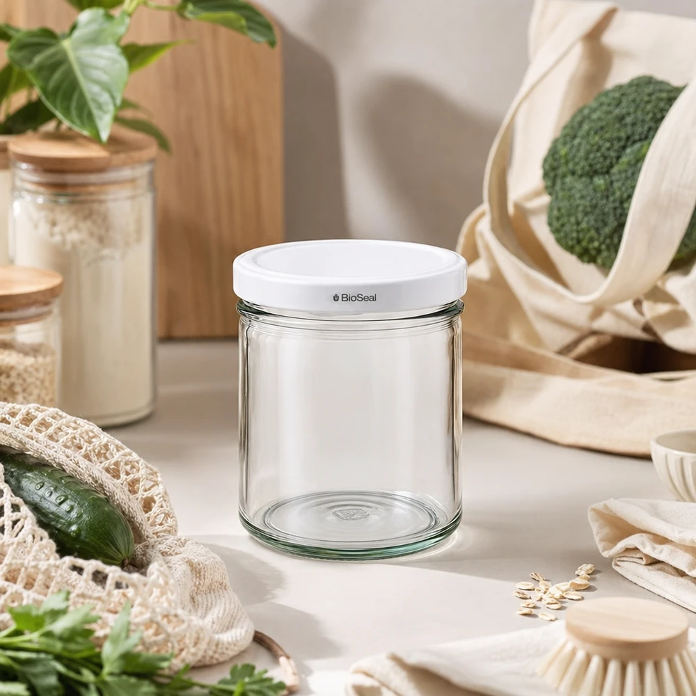 UNiTWIST Lintel167 con coperchio bianco TO66 BioSeal UNiTWIST Sturz167 Glas mit BioSeal Deckel nachhaltiges Wohnen Zero Waste Küche Öko-Lifestyle Naturmaterialien