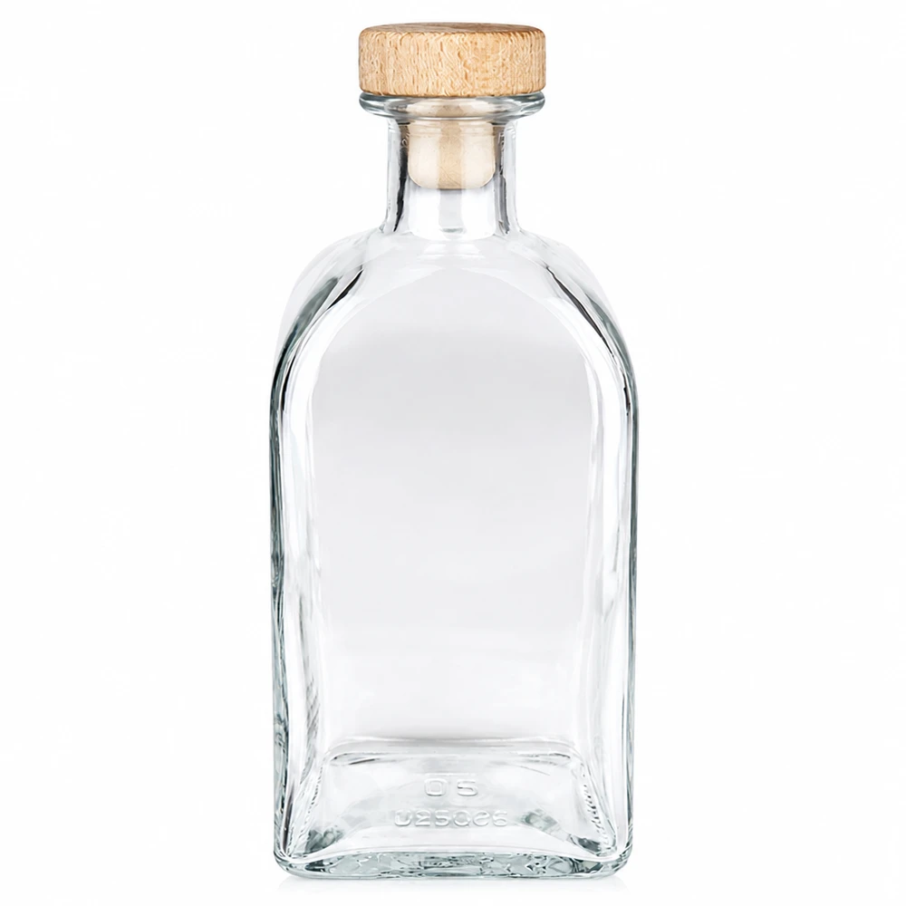 Flacone farmaceutico da 500 ml Julia con tappo in sughero con impugnatura in legno UNiTWIST® Bottiglia da 500ml in vetro Julia con manico in legno tappo UNiTWIST trasparente vuota Foto prodotto indipendente