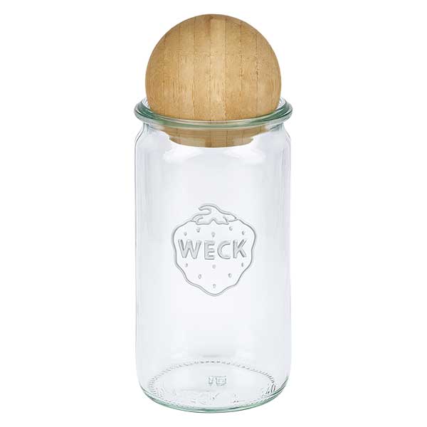 Barattolo cilindrico da 340 ml WECK RR60 con sfera in legno di faggio