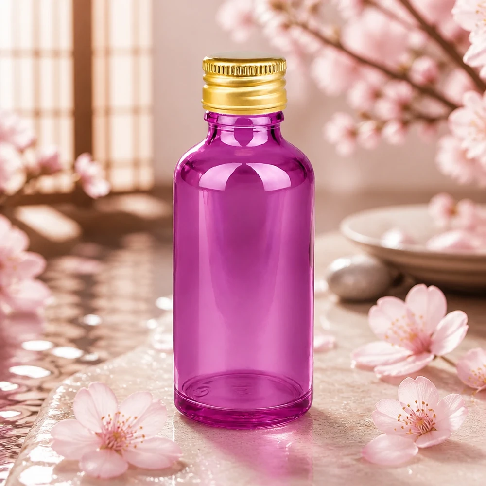 Flacone da 50ml tappo a vite 11mm alluminio oro standard PurpleLine. UT18/50 Bottiglia per farmacisti da 50 ml in viola con tappo a vite tradizionale per applicazioni mediche