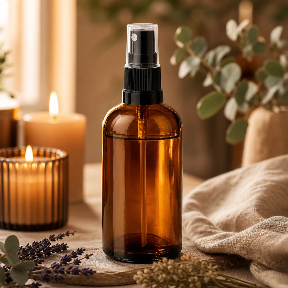 Flacone spray da 100 ml nero/tr. STD BrownLine UT18/100 Versatile flacone spray da 100 ml per spray cosmetici fai da te per ambienti e prodotti per la cura auto-miscelati