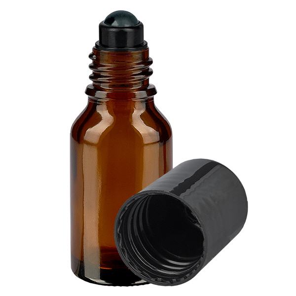 Bottiglia farmacia marrone 15ml tappo roll-on nero Bottiglia farmacia marrone 15ml tappo roll-on nero