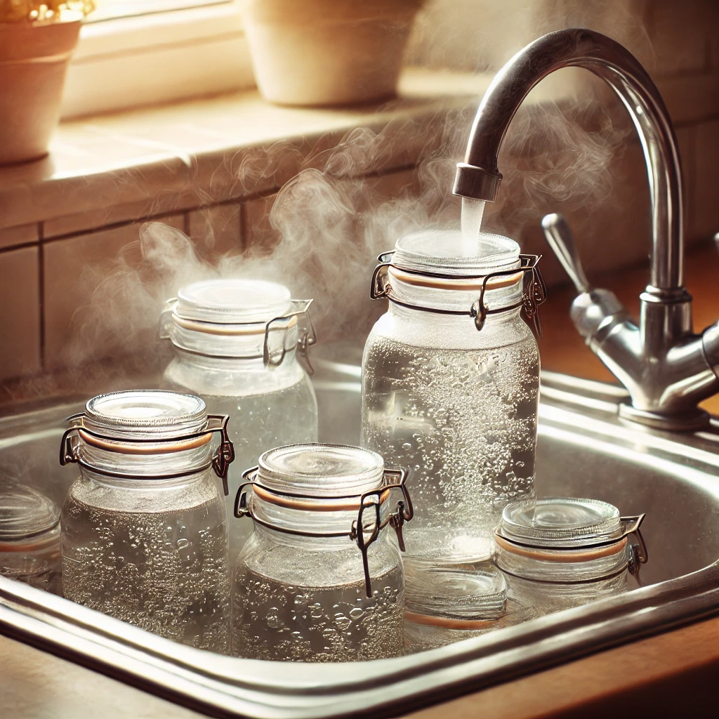 Sterilizzare i bicchieri con acqua bollente