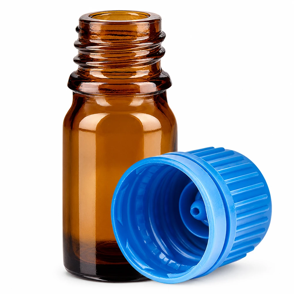 Bottiglia da 5ml 11mm SV blu OV BrownLine UT18/5 Flacone da 5 ml in vetro ambrato con tappo a vite blu per applicazioni di laboratorio e conservazione di campioni