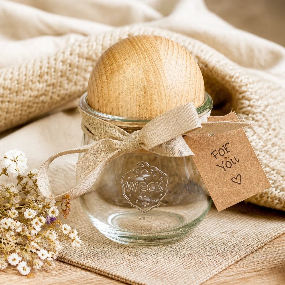 Vaso per tulipani da 370 ml WECK RR80 con sfera in legno di faggio