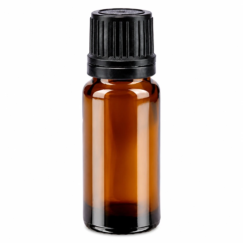 Flacone contagocce marrone da 10ml OV nero/1mm ApoGlas Flacone in vetro marrone da 10 ml con tappo OV nero e contagocce da 1 mm in vetro da farmacia