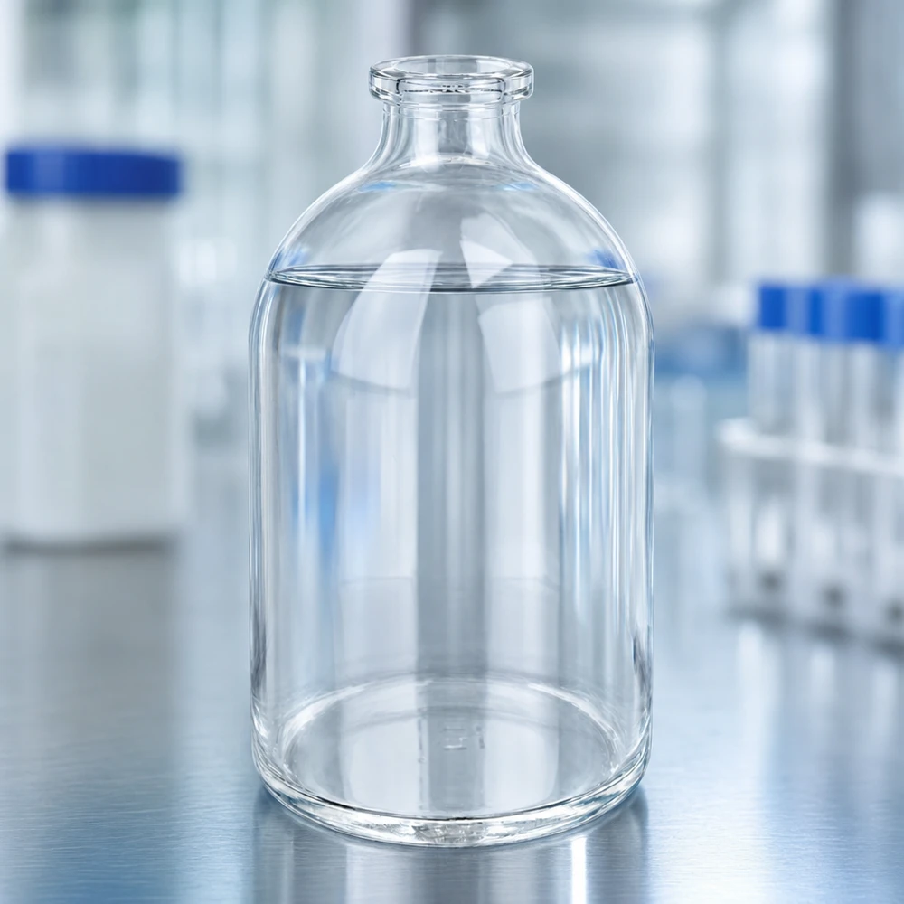 Flacone per iniezione in vetro trasparente 100ml Zylindrische Pharmaflasche 100ml aus hochwertigem Klarglas mit konisch zulaufendem Flaschenhals