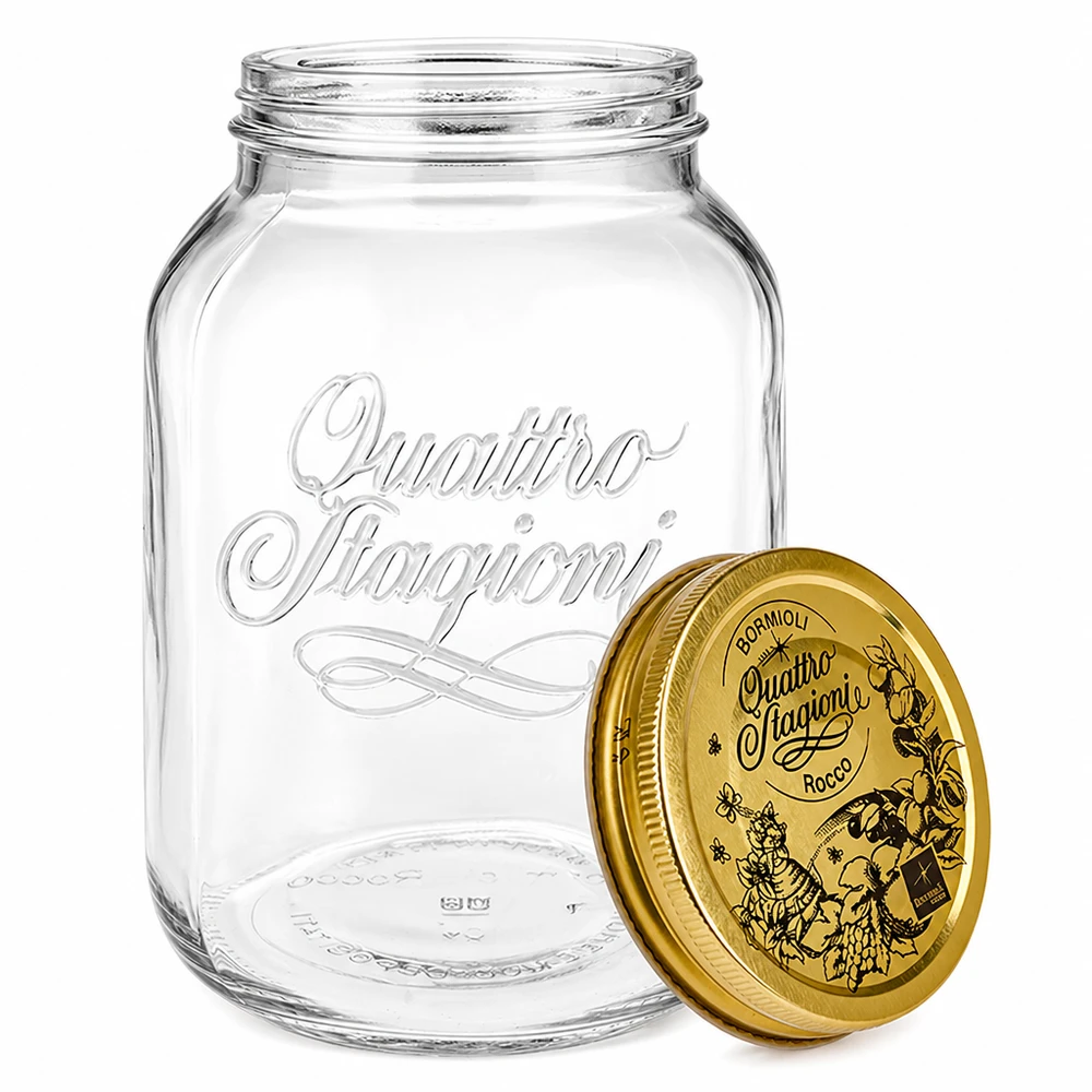 Vaso per conserve Quattro Stagioni da 3000 ml con coperchio rimovibile e goffratura italiana per conservare