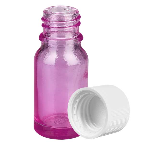 Flacone da 10 ml con tappo a vite bianco da 11 mm a prova di bambino PurpleLine UT18/10