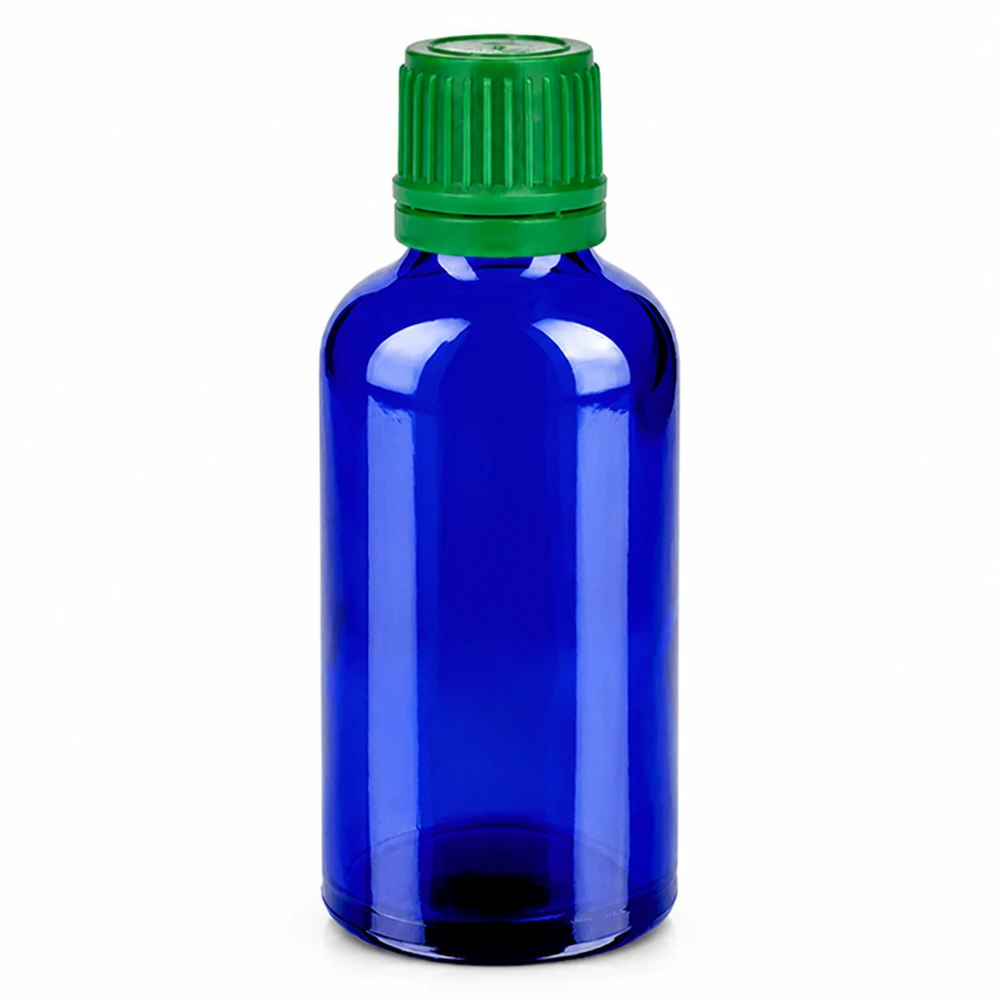 Bottiglia da 50ml 11mm SV verde OV BlueLine UT18/50 Piccolo flacone da 50 ml, ideale per oli per aromaterapia e cosmetici fatti in casa.