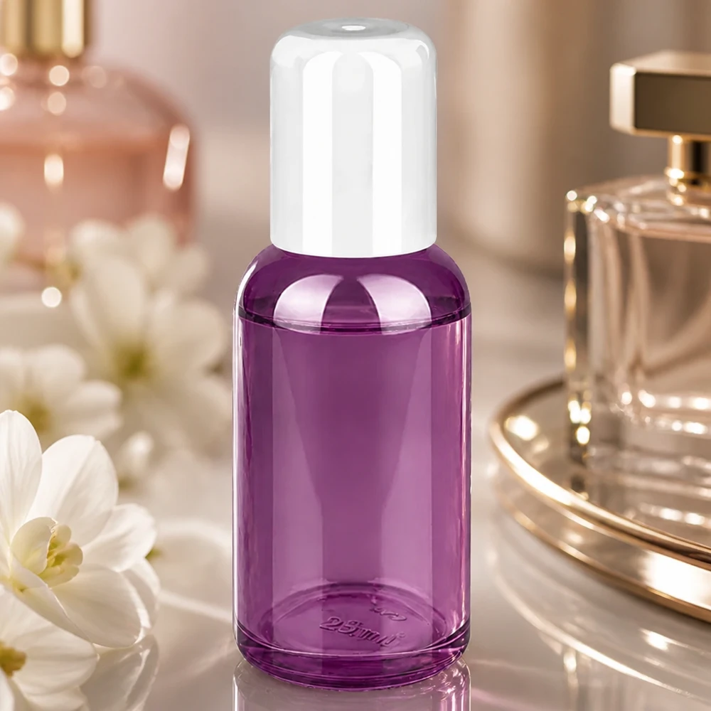 Flacone roll-on da 30 ml bianco standard PurpleLine UT18/30 Flacone roll-on rotondo da 30 ml in viola con filettatura standard UT18 per vari tipi di chiusura