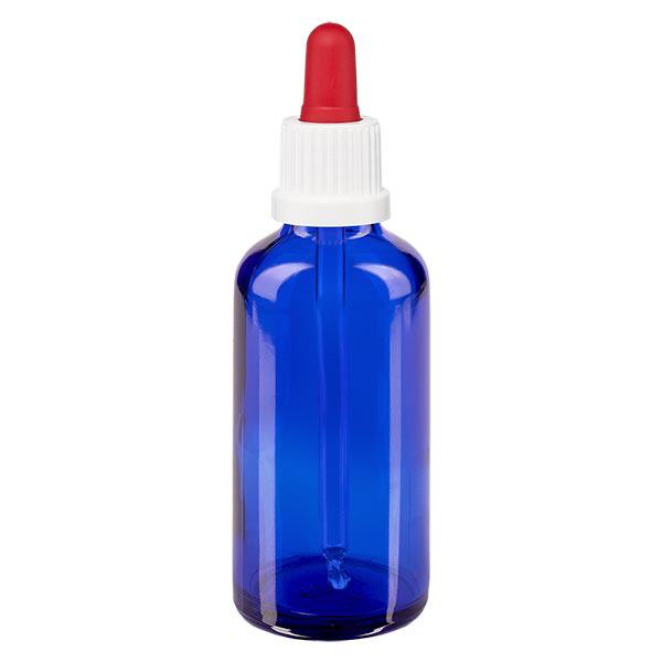 Bottiglia per pipette blu da 50ml OV bianco/rosso ApoGlas