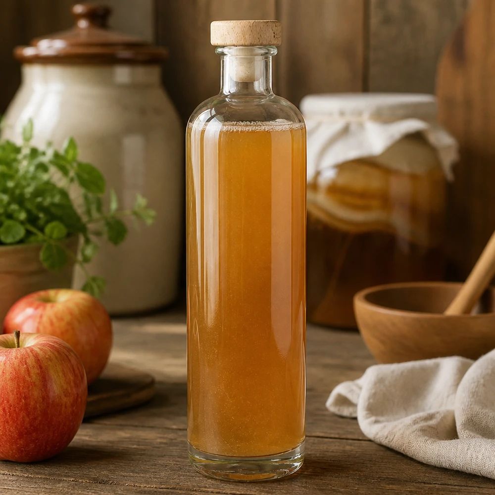 Bottiglia in vetro da 500 ml Ella con tappo in sughero con impugnatura in legno UNiTWIST®