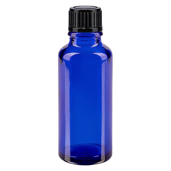 Bottiglia da farmacia blu da 30ml. SV STD nero/11mm ApoGlas Bottiglia da farmacia blu da 30ml. SV STD nero/11mm ApoGlas