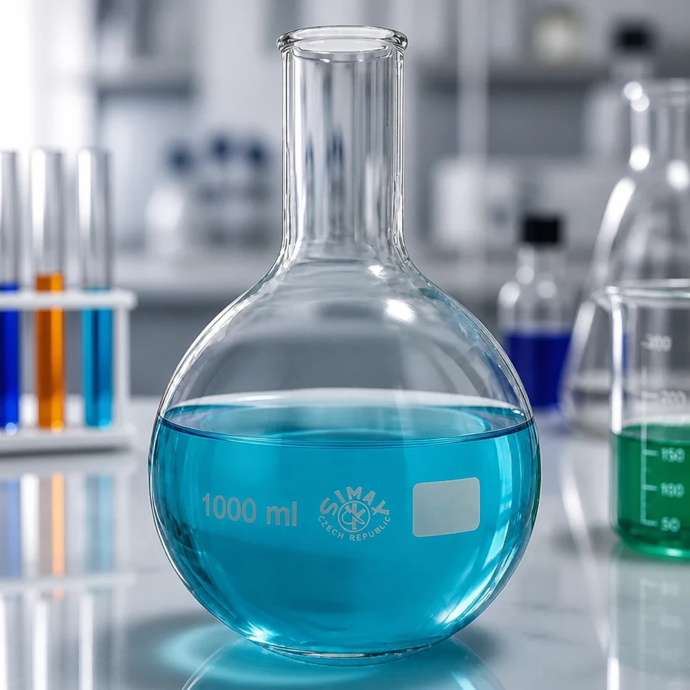 Matraccio da 1000ml a collo stretto Pallone da laboratorio chimico a fondo tondo da 1000 ml con collo stretto per lo stoccaggio sicuro delle sostanze