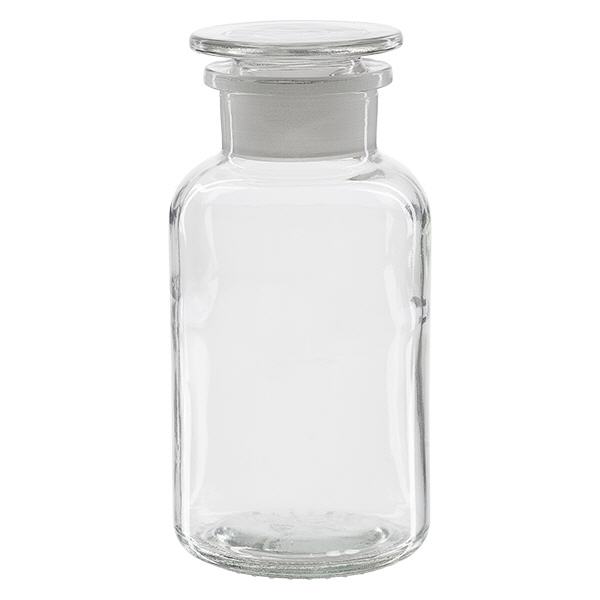 Bottiglia a spalla tonda da 500ml in vetro trasparente a collo largo con tappo Bottiglia a spalla tonda da 500ml in vetro trasparente a collo largo con tappo
