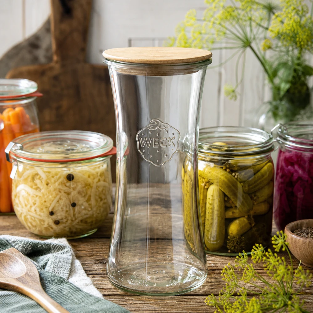 Barattolo da 700 ml WECK RR80 con coperchio di legno