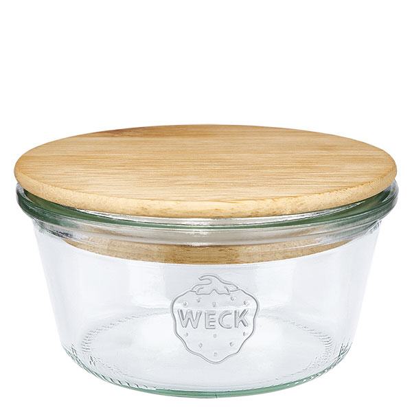 Vaso basso WECK RR100 da 290 ml con coperchio in legno