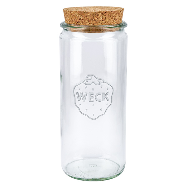Vaso cilindrico da 1040 ml WECK RR80 con tappo in sughero naturale