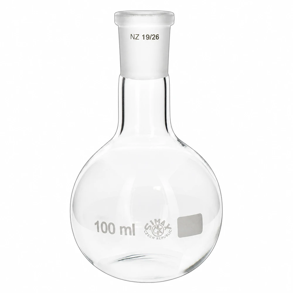 Pallone in vetro da 100 ml con giunto smerigliato NS 19/26 cristallino per applicazioni professionali di laboratorio