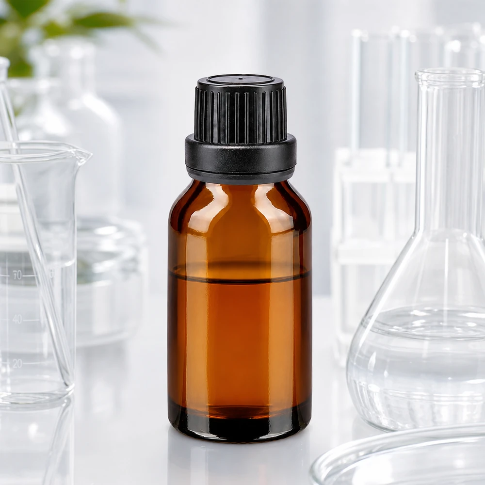 Bottiglia per farmacia marrone 15ml tappo a vite nero stretto OV Flacone di vetro marrone da 15 ml con tappo a vite a prova di bambino e guarnizione originale per applicazioni di laboratorio