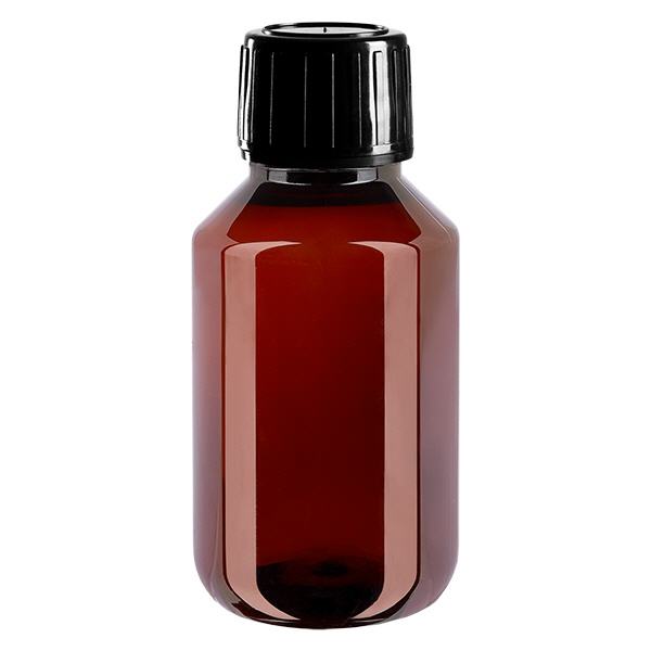 Bottiglia PET 100ml con tappo nero OV Bottiglia PET 100ml con tappo nero OV