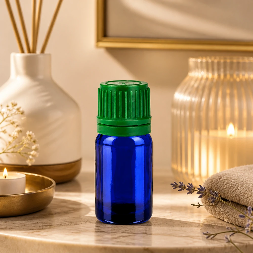 Flacone da 5ml 11mm SV verde OV BlueLine UT18/5 Flacone in vetro da 5 ml con vetro blu a protezione della luce e tappo verde a prova di perdite