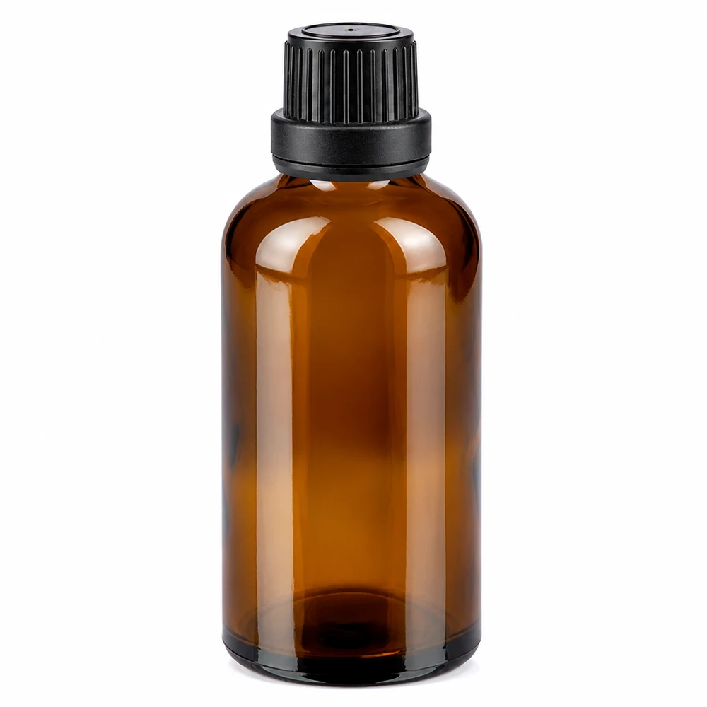 Bottiglia da farmacia marrone da 50ml. SV OV nero/11mm ApoGlas Flacone da farmacia marrone da 50 ml con tappo a vite nero, realizzato in vetro marrone di alta qualità